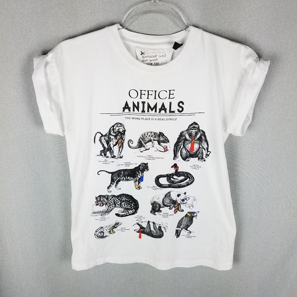 Topshop Tops - Topshop "Office Animals" graphic ladies tee size 2